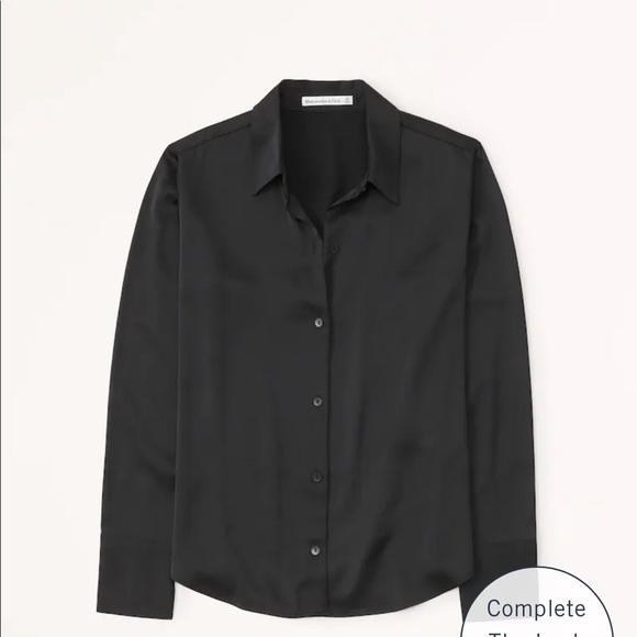 Abercrombie & Fitch Tops - Black satin Abercrombie & Fitch blouse (size xl)